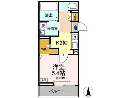 エル・シエロIII(1K/1階)の間取り写真