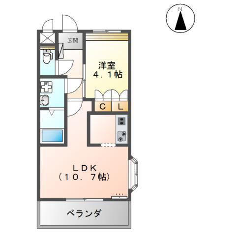 サンコート(1LDK/2階)の間取り写真