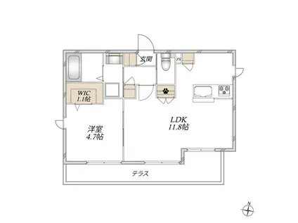神谷2丁目メゾン(1LDK/1階)の間取り写真