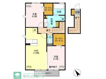ビューラーⅨ(2LDK/2階)の間取り写真