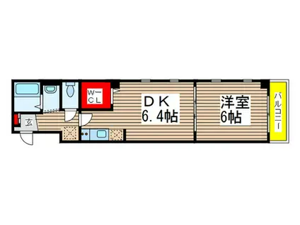 CIEI BIEU 千葉中央(1DK/4階)の間取り写真