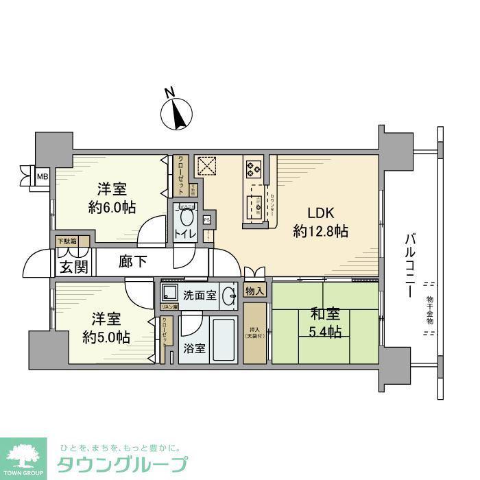レヴィールヒルズ入間リバービュー(3LDK/8階)の間取り写真