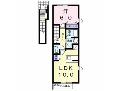 グランデ楓A(1LDK/2階)の間取り写真