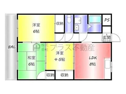 レオネクストグランドゥールパル(1K/2階)の間取り写真