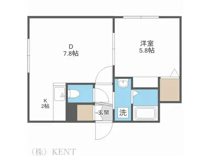 ラインズ円山(1LDK/3階)の間取り写真