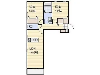 メゾンドレユシール(2LDK/2階)の間取り写真