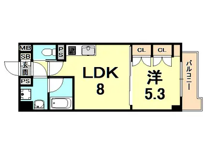 ルシェリア夙川(1LDK/1階)の間取り写真