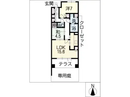 パークシティタワーズガーデン/セントラルエア(2LDK/1階)の間取り写真