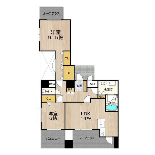 ビレッジアール大淀南(2LDK/8階)の間取り写真