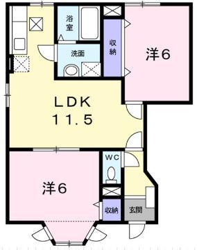 シティハイツ山田E(2LDK/1階)の間取り写真