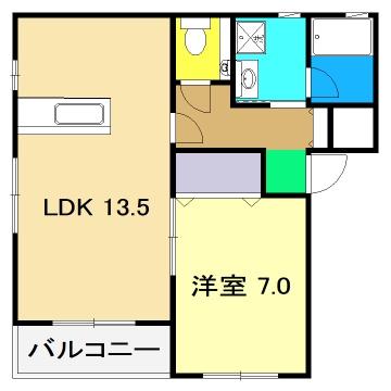 メリベル I(1LDK/2階)の間取り写真