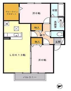 グリーンスクエアD(2LDK/1階)の間取り写真