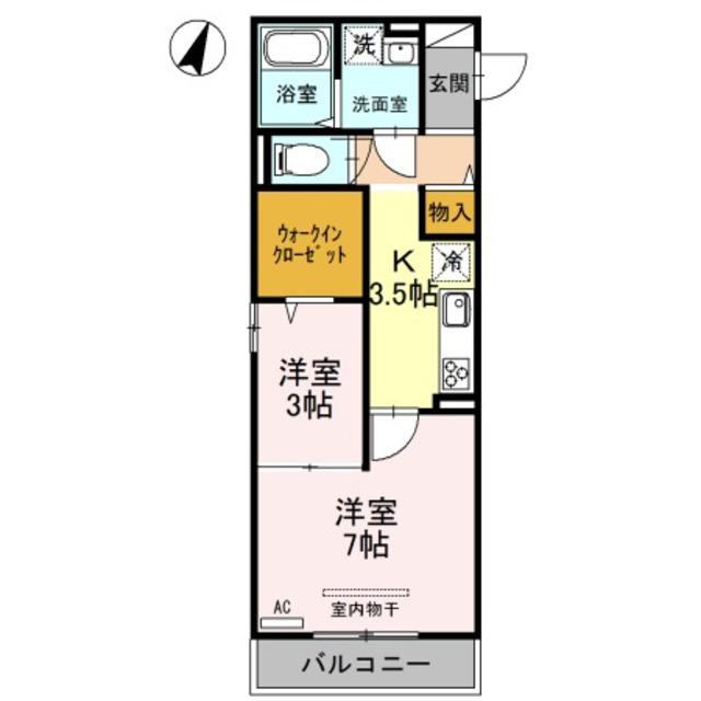 ルシエール氷川(2K/3階)の間取り写真