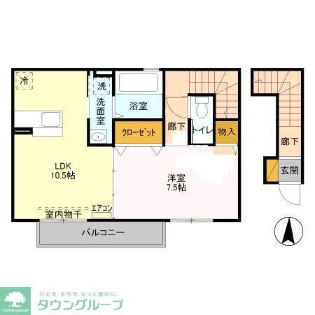 メゾンベールM(1LDK/2階)の間取り写真