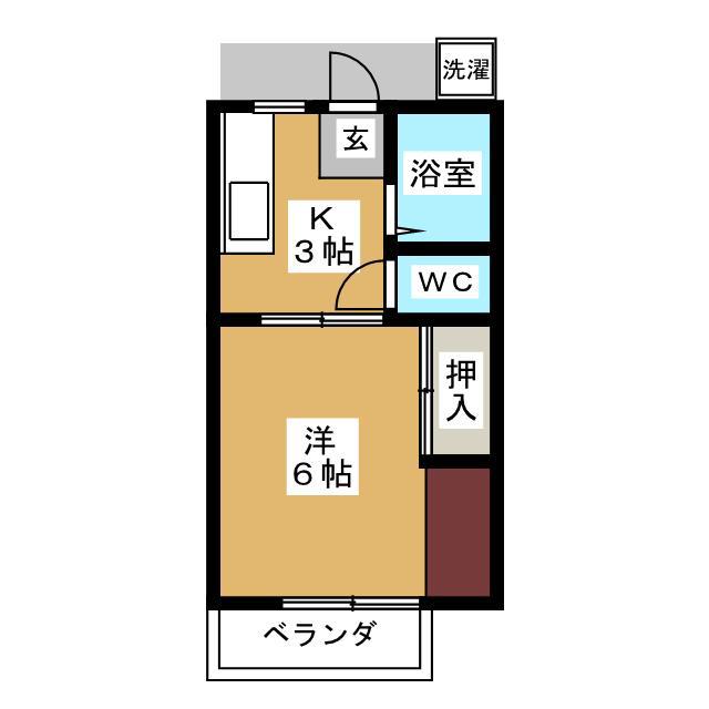 パナハイツ大島 A棟(1K/2階)の間取り写真