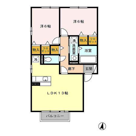 メイユール 各務野(2LDK/2階)の間取り写真