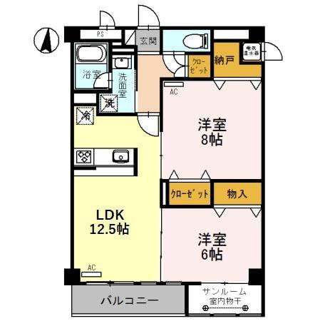 センチュリーミューゼ(2LDK/4階)の間取り写真