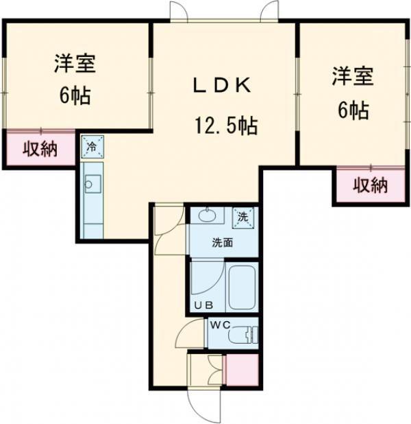 シャン・オドゥール(2LDK/2階)の間取り写真