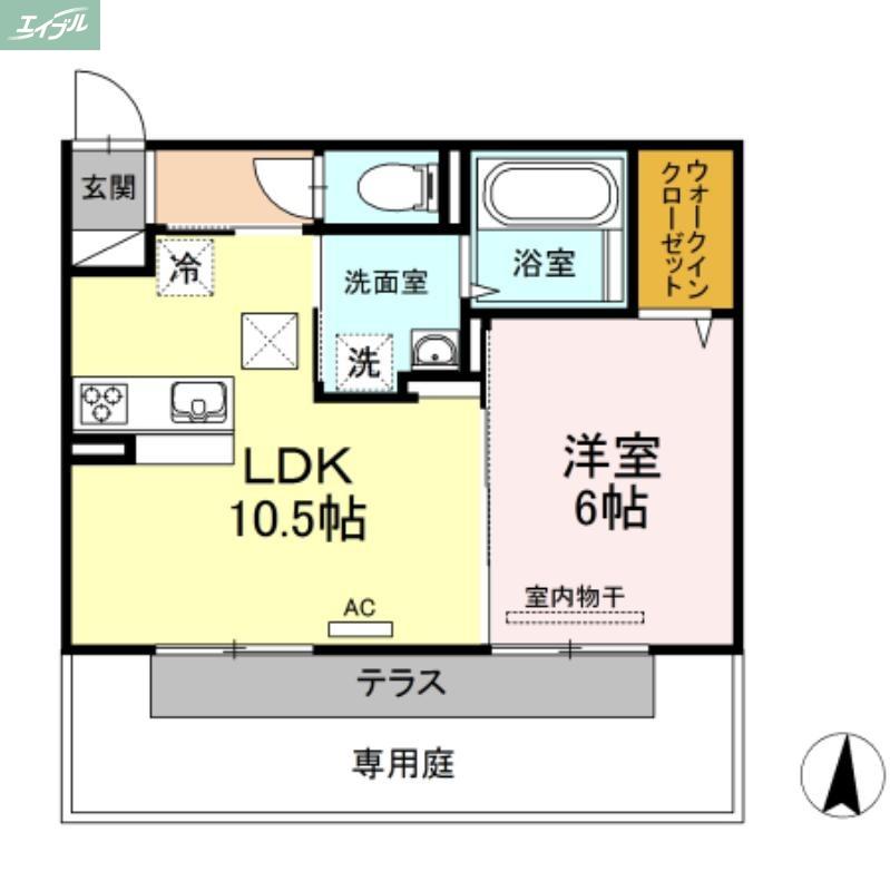 パームツリーA(1LDK/1階)の間取り写真