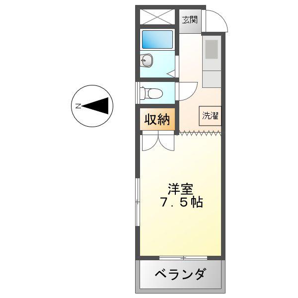 ジュネスドミール金山(1K/4階)の間取り写真