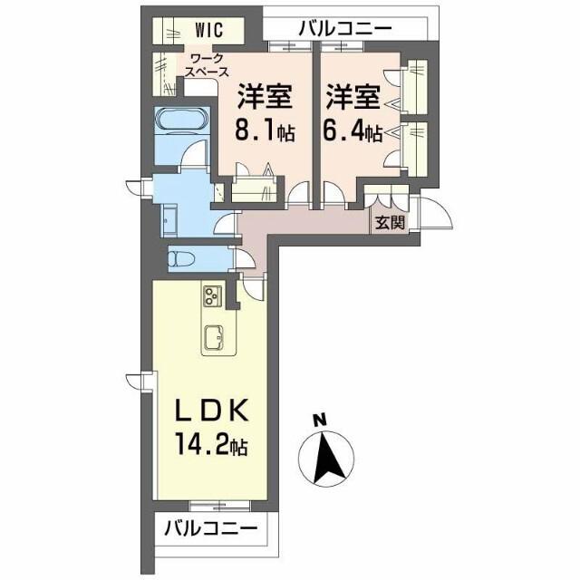 CRESTIEQ長谷通(2LDK/4階)の間取り写真