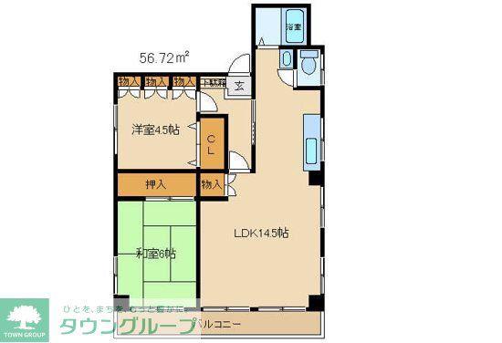 ソーヨービル(2LDK/2階)の間取り写真