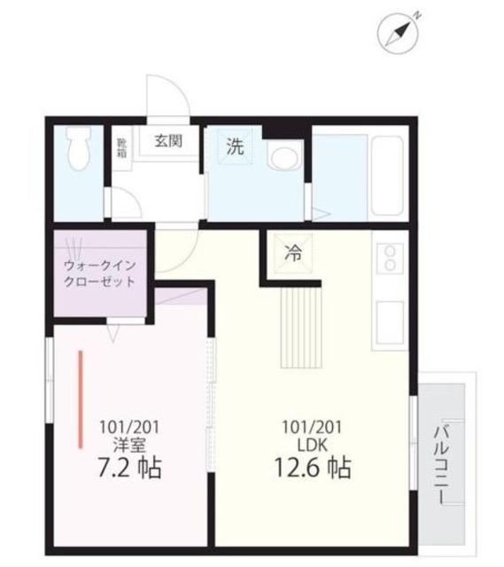 QUIET CRAB HOUSE TOGETHER WITHB生麦II(1LDK/3階)の間取り写真