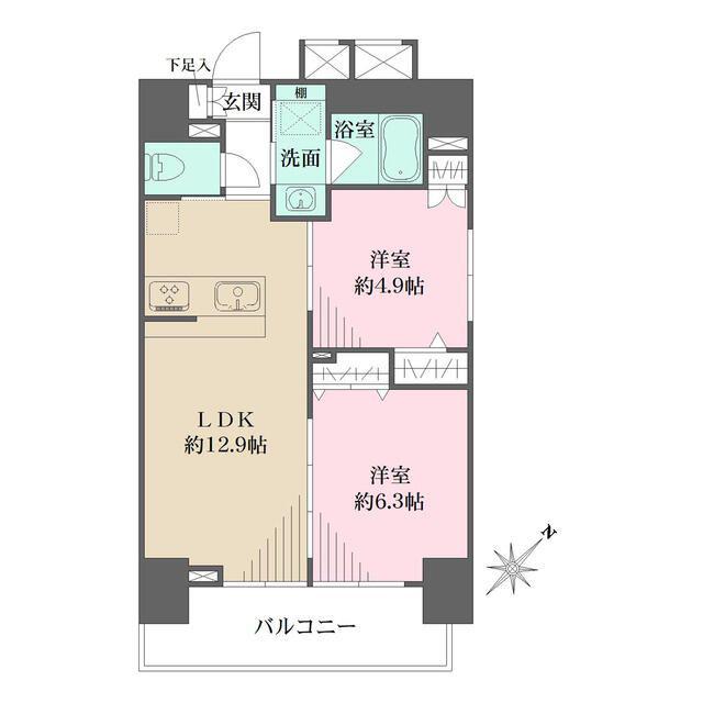 CREST HILL 文京千石(2LDK/9階)の間取り写真