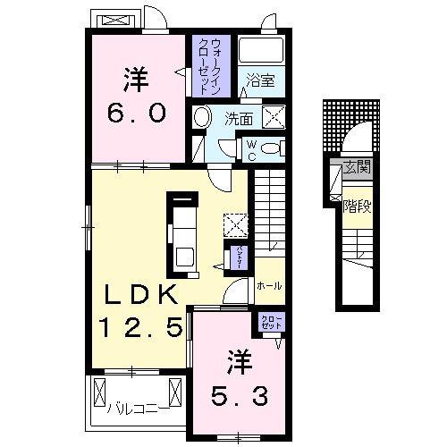 エル アヴェニール曙台(2LDK/2階)の間取り写真