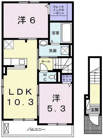 クリスティズ コートII(2LDK/2階)の間取り写真