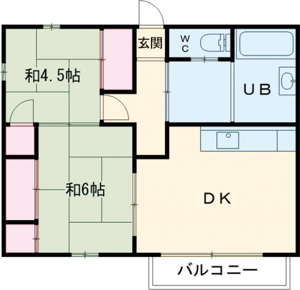 モウコハイツ(2DK/2階)の間取り写真
