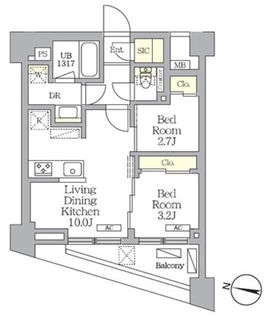 NOGATA RESIDENCE(2LDK/5階)の間取り写真