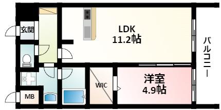 アグレアーブル(1LDK/4階)の間取り写真