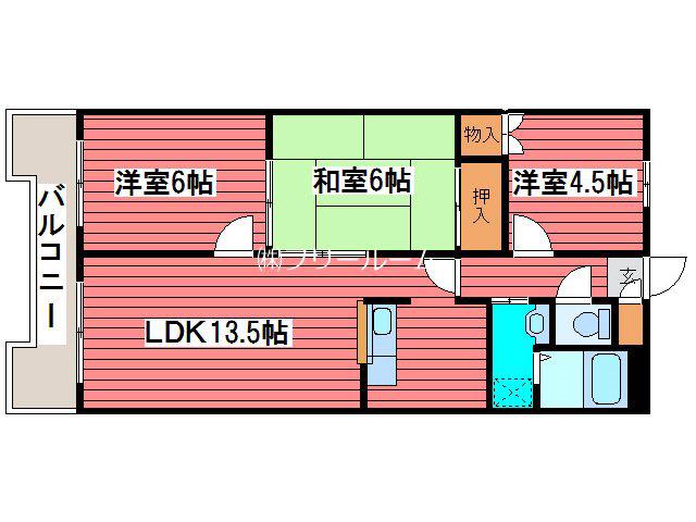 エルハイム(3LDK/4階)の間取り写真