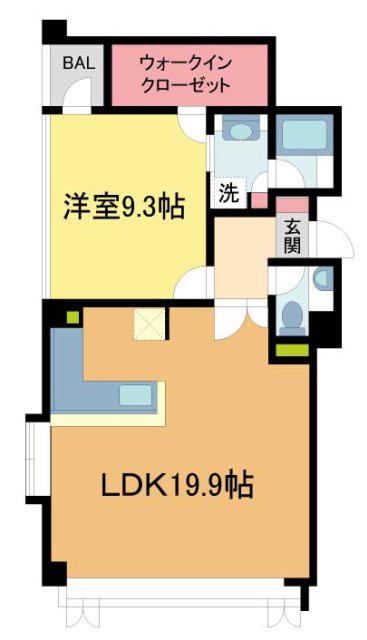 エクセレント芦屋(1LDK/3階)の間取り写真