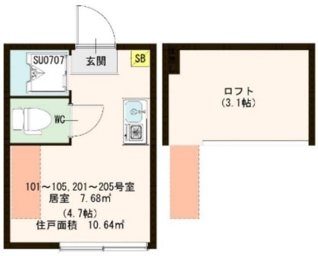 シャルムメゾン阿佐谷(ワンルーム/2階)の間取り写真