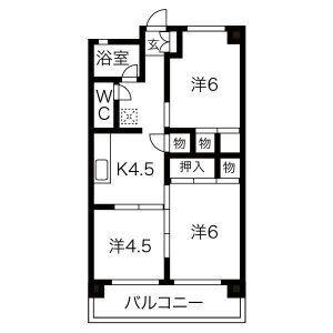 第1モナミマンション(3K/3階)の間取り写真