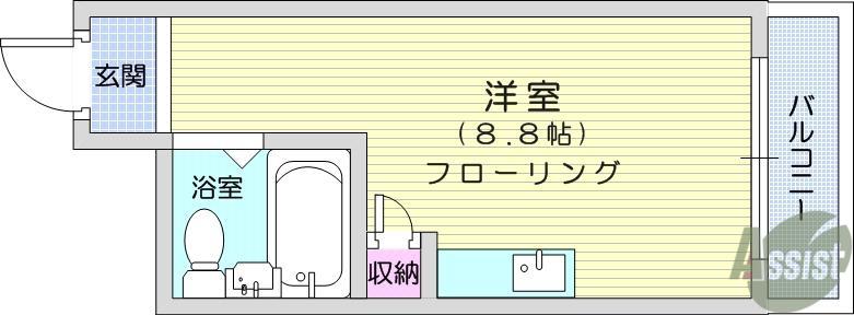 KANON SENDAI(ワンルーム/2階)の間取り写真
