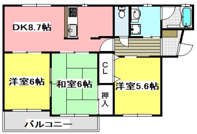 ジュネスト一番館(3DK/2階)の間取り写真