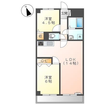 サンステージ北村(2LDK/4階)の間取り写真