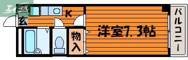 フィネス昭和町I(1K/2階)の間取り写真