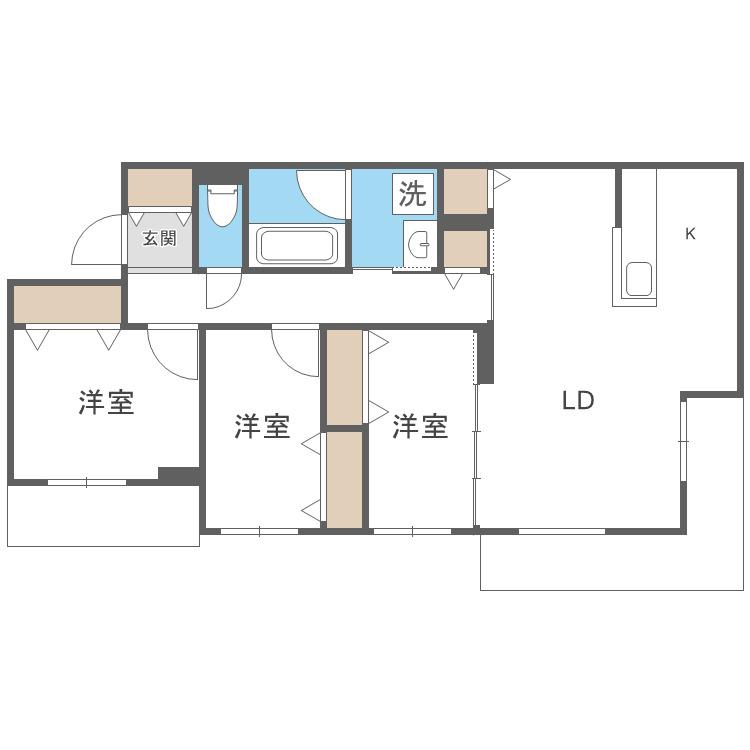 S-RESIDENCE東札幌BLING(3LDK/2階)の間取り写真