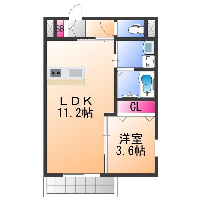 ARCAりんくうII(1LDK/2階)の間取り写真