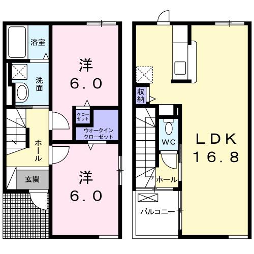 アルモニー(2LDK/1階)の間取り写真