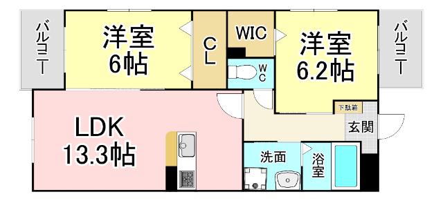 アル・ソーレ(2LDK/4階)の間取り写真