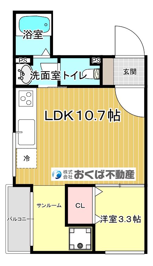 グレイスピア下荒田I(1LDK/4階)の間取り写真