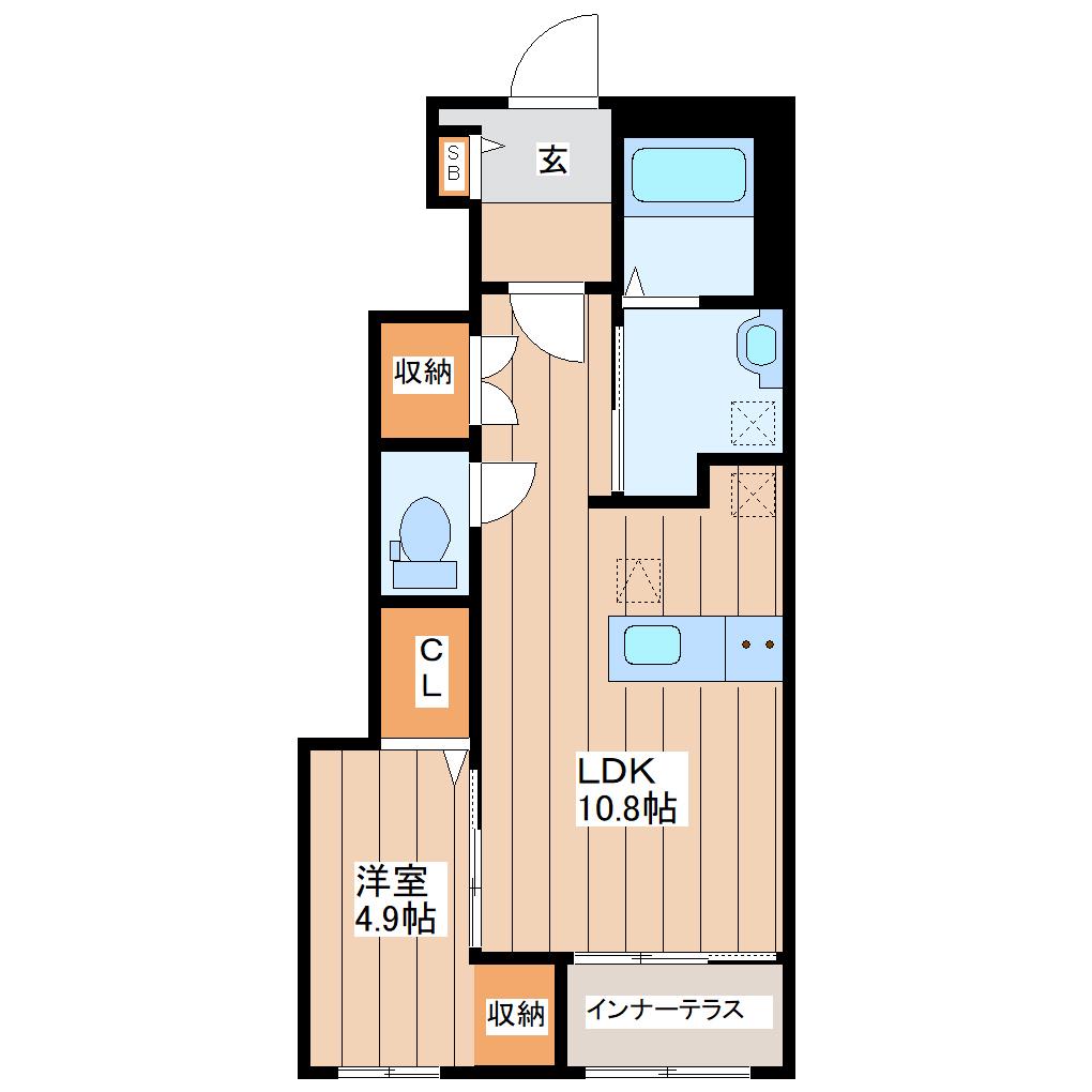 ソレイユII(1LDK/1階)の間取り写真