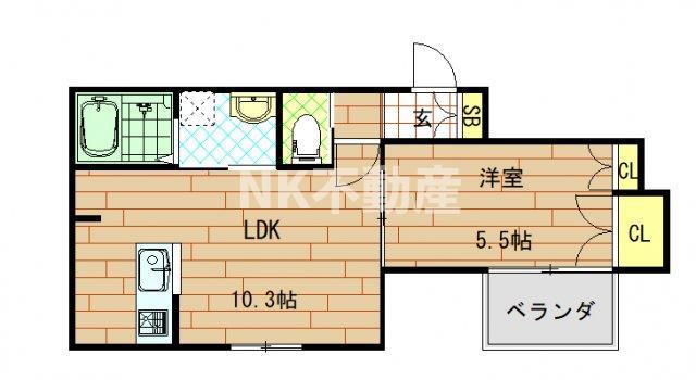 FERIO(1LDK/2階)の間取り写真