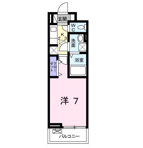 リーヌ並木II(1K/1階)の間取り写真