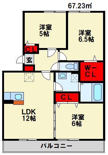 クレールアソウ(3LDK/2階)の間取り写真